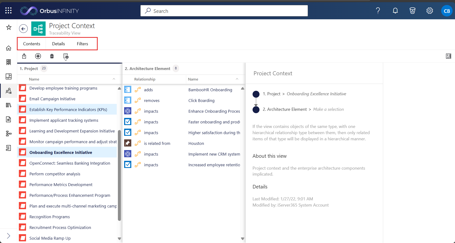Traceability View - Contents Details Filters Tabs.png